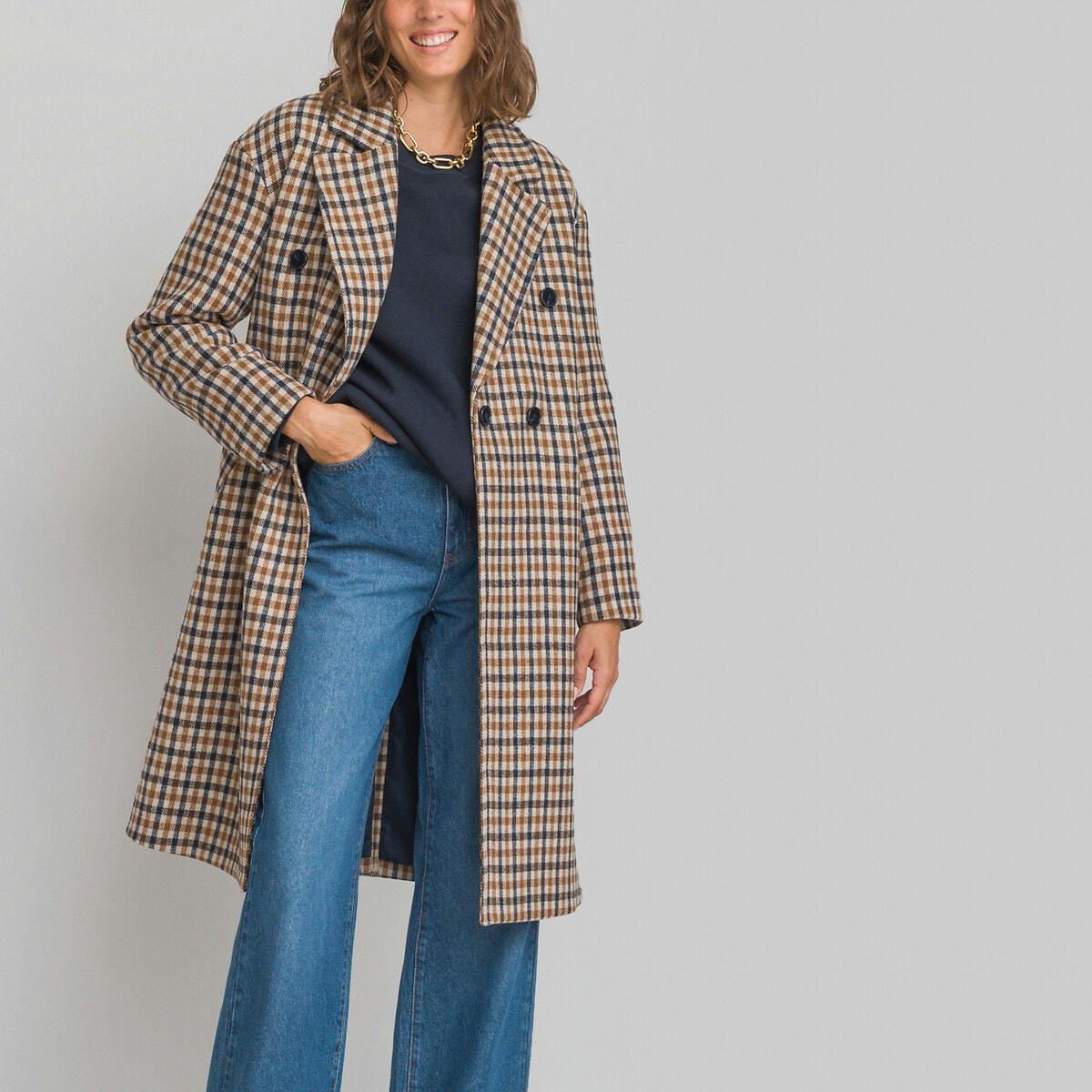 Manteau pardessus à carreaux
