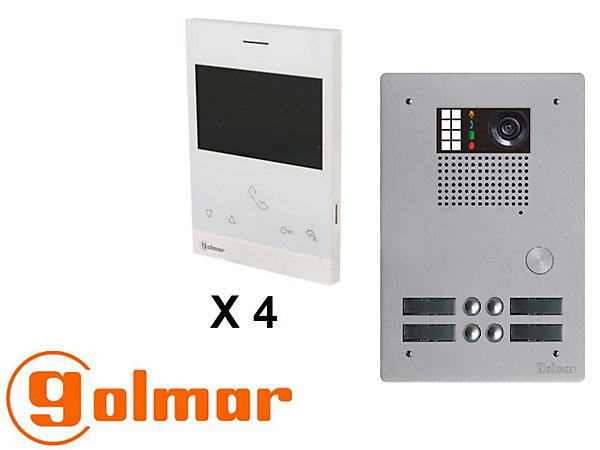 Kit visiophone collectif avec 4 écrans 2 rangées GOLMAR G2