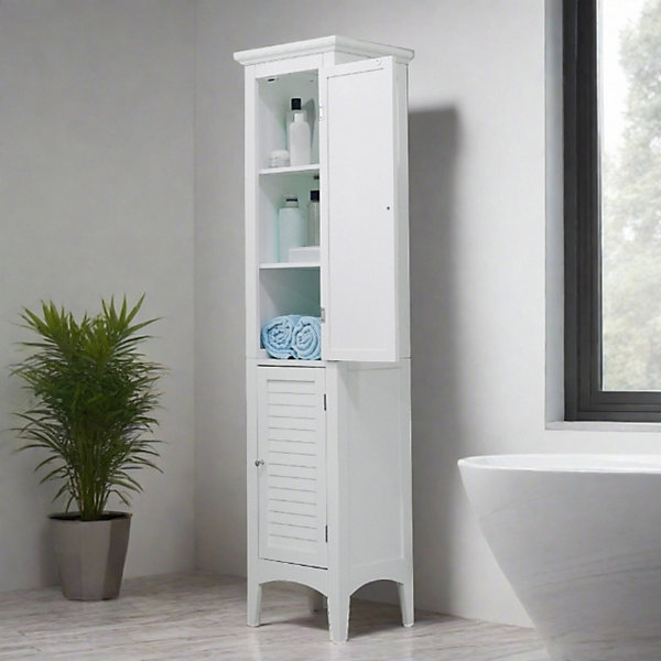 Colonne de rangement en effet bois blanc avec 2 portes Teamson Home