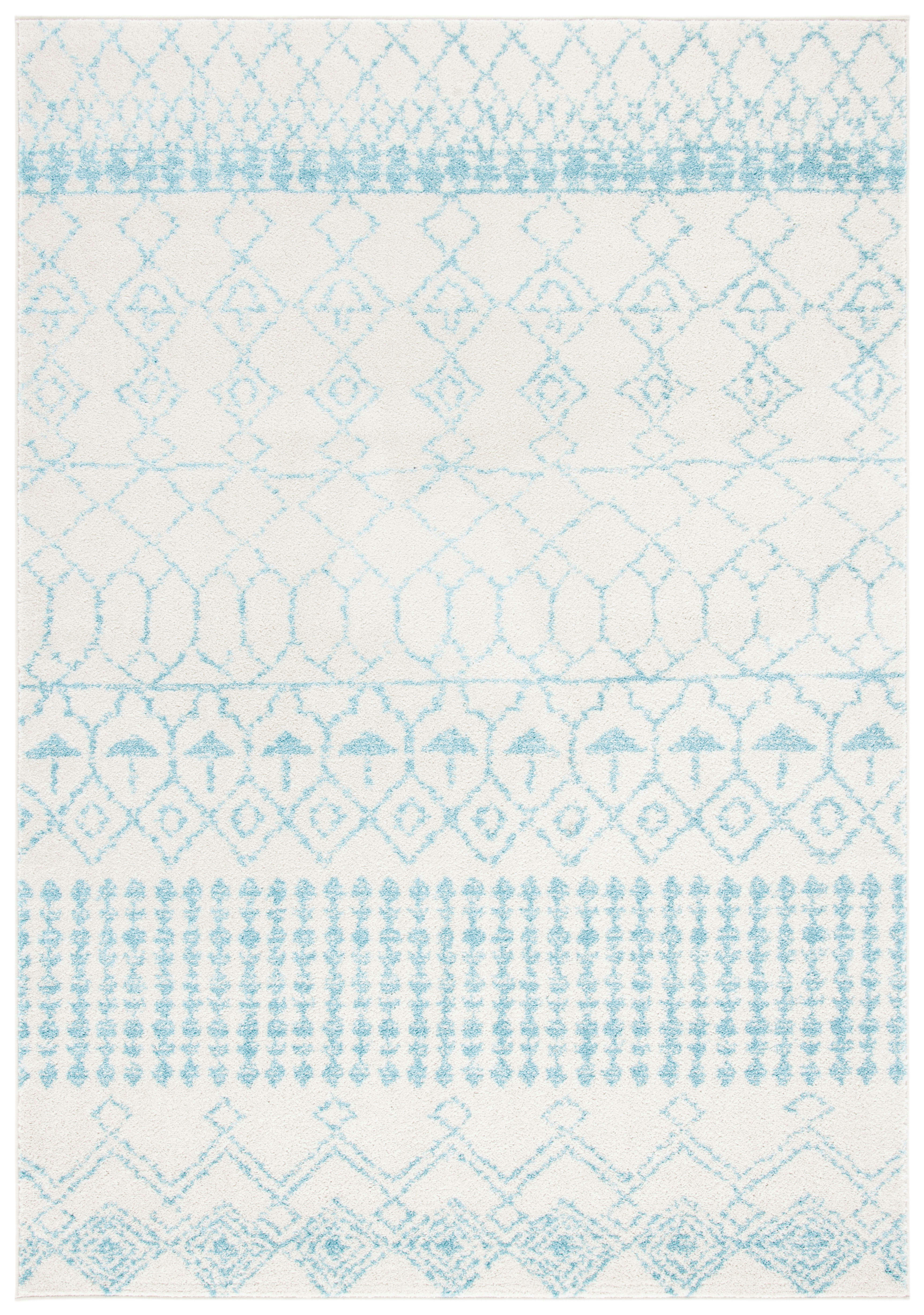 TULUM - Tapis de salon interieur en ivoire & turquoise, 183 x 274 cm