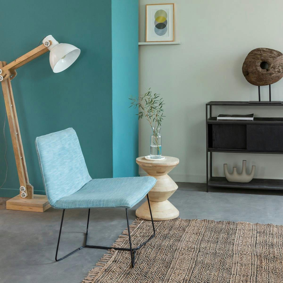 ISAURE - Fauteuil en tissu bleu 62 cm