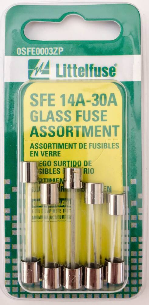 Littelfuse SFE 14A-30A Glass Fuse Assortment, 5-pk