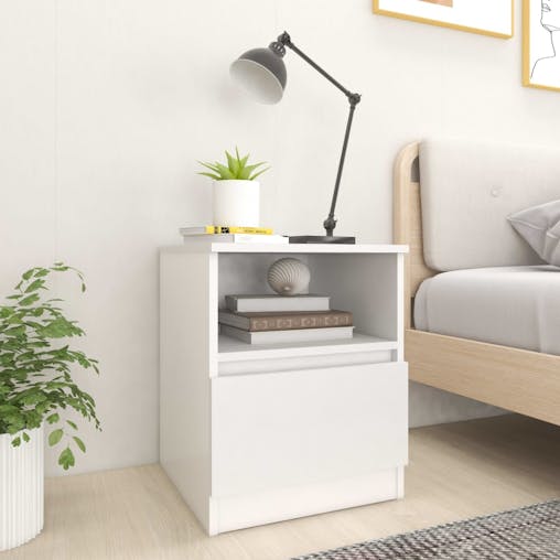 NNEVL Bed Cabinets 2 pcs White 40x40x50 cm Chipboard