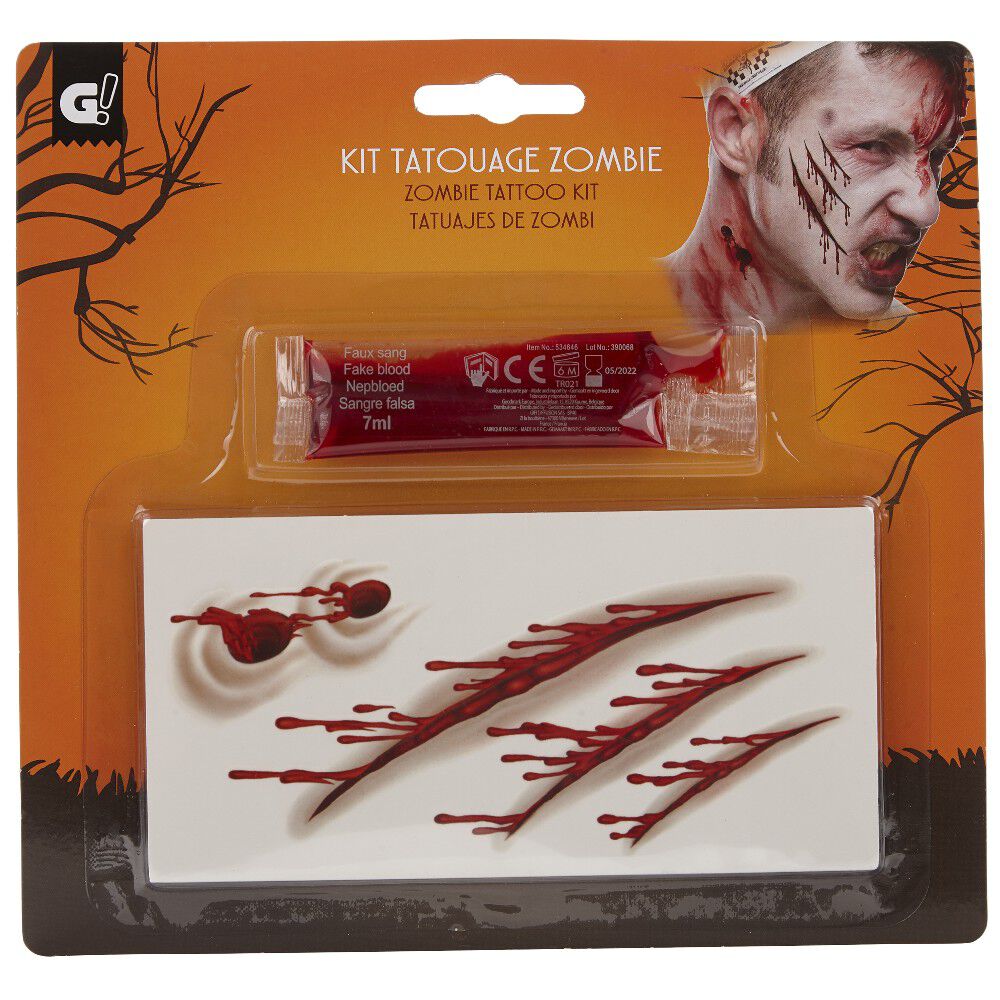 Kit tatouage zombie Halloween (4 modèles)