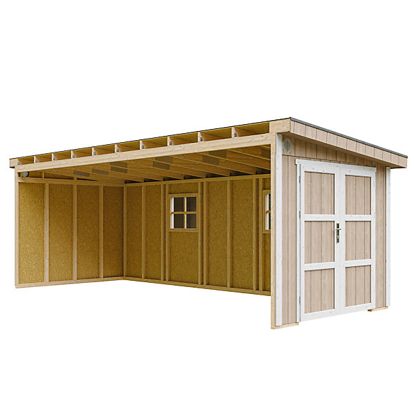 Abri de Jardin Qualité Premium 14,3 m² - H231x248x648 cm - Sans plancher eparoi latérale - M941B-TERRA BROWN - Timbela