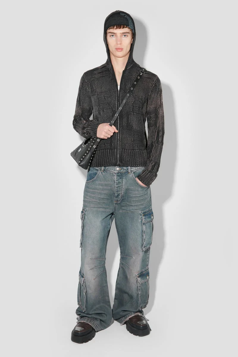 Acid Washed Knitted Hoodie