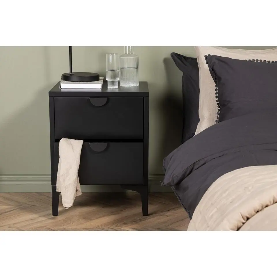 Svea - Salvo nachtkastje - 2 laden - zwart