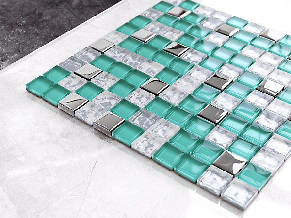 Mosaïque en verre sur filet pour salle de bain ou cuisine 30 cm x 30 cm - Allende