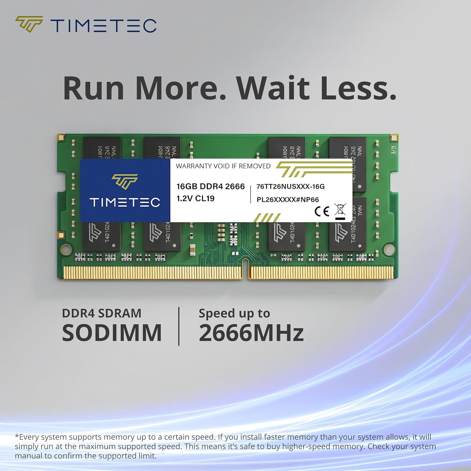 Timetec Premium 16GB DDR4 2666MHz (PC4-2666V) PC4-21300 SODIMM Laptop RAM – 260-Pin 1.2V CL19 Non-ECC Unbuffered Memory Module for Laptop, Notebook, Mini PC, All-in-One