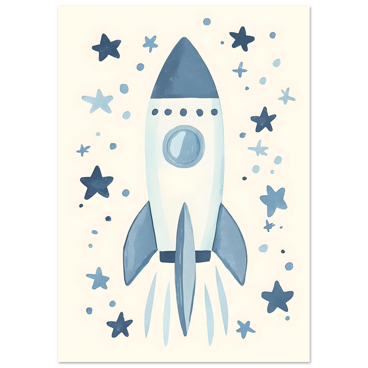 Artfulprints Poster Avontuurlijke ruimtevaart  - A4 21x29.7 cm - Blauw