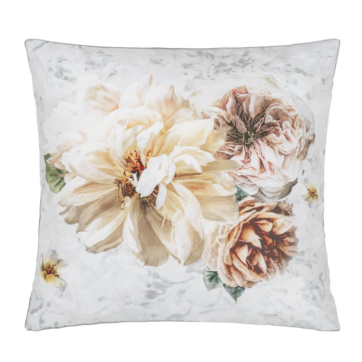 PAHARI TUBEROSE - Taie d'oreiller en percale de coton gris 65x65