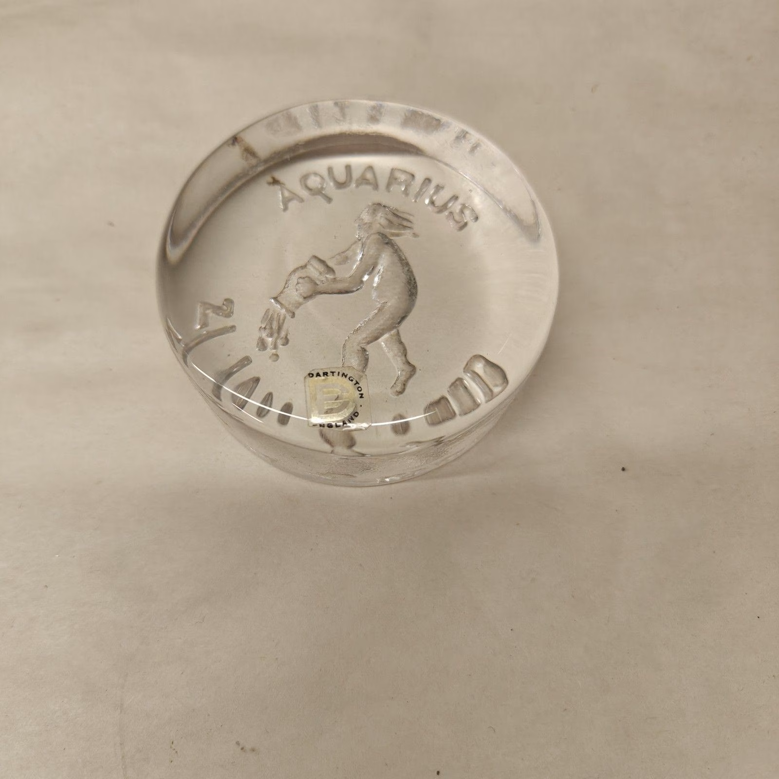Vintage Dartington England Frank Thrower Aquarius Clear Glass Paperweight