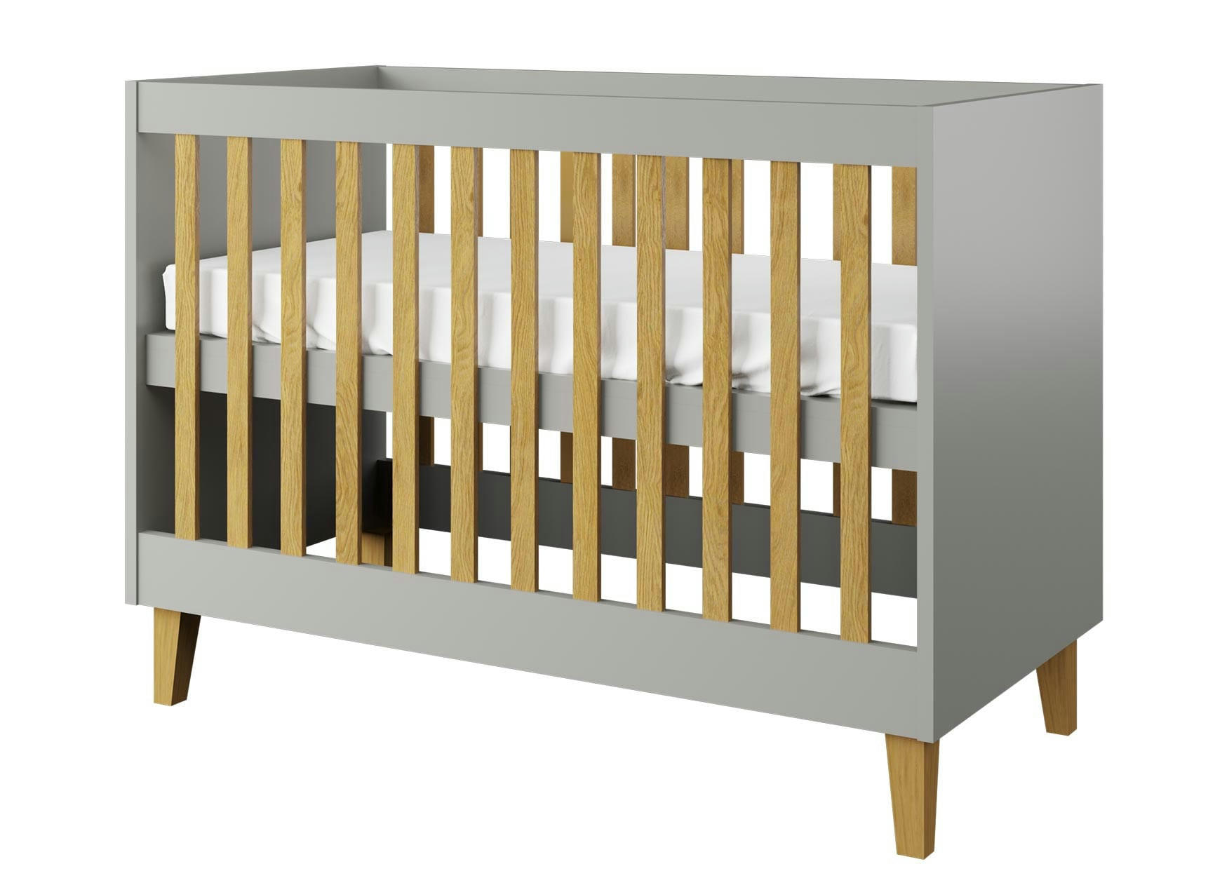DREAM - Lit bébé 60x120 Gris et Chêne