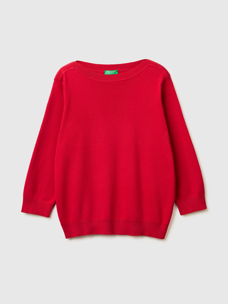 Strawberry red sweater with boat neck