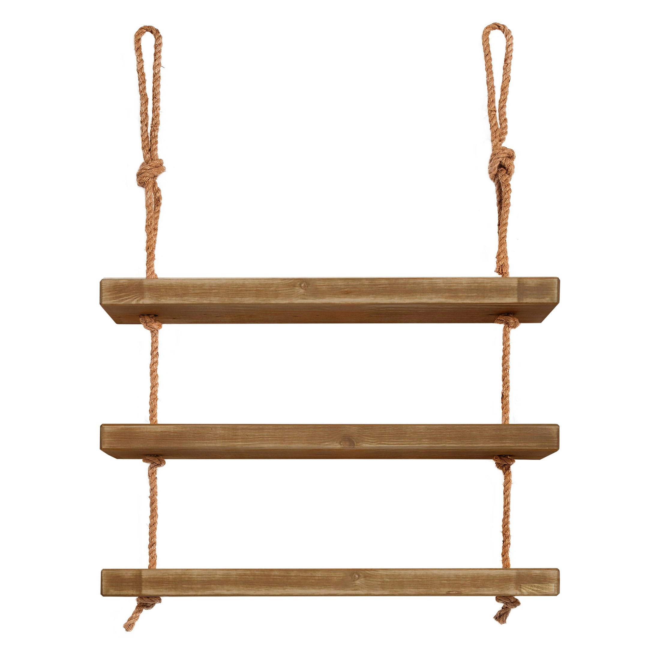 MAKEMBA - Etagère suspendue en bois de couleur marron vieilli à 3 étages 70 cm
