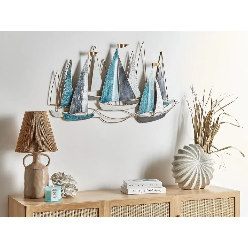 BOHRIUM - Wanddecoratie - Blauw/Goud - Metaal