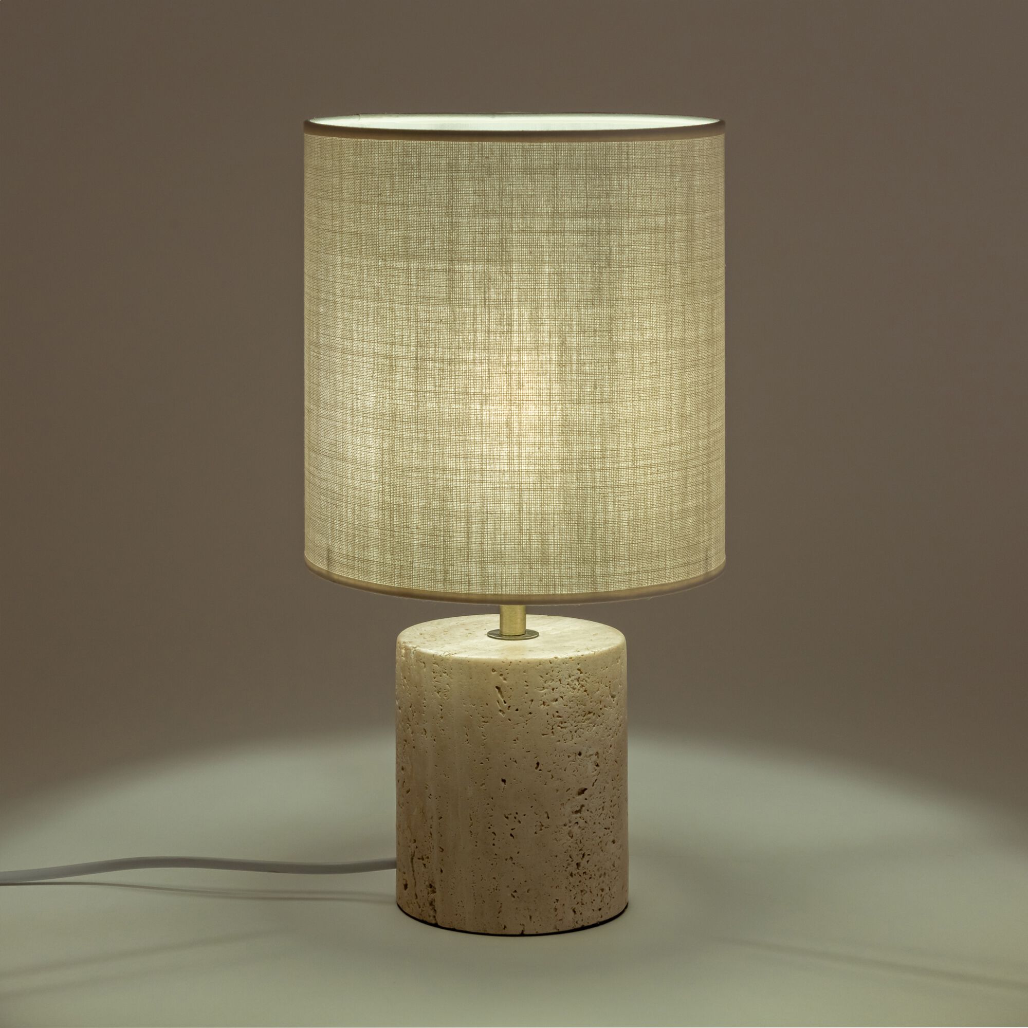 ARTEMIS - Pied de lampe électrifié en travertin D10,5cm - beige