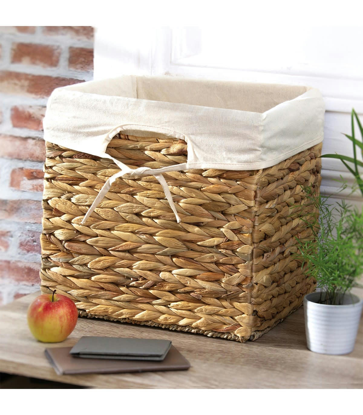 - Cube de rangement en jacinthe d'eau - 28x28x28cm - Marron