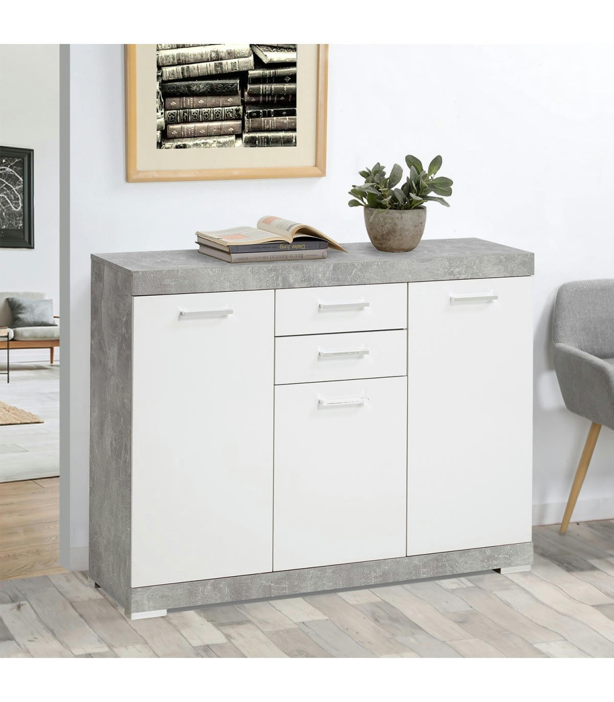 BRISTOL - Buffet avec 3 Portes et 2 Tiroirs L120cm