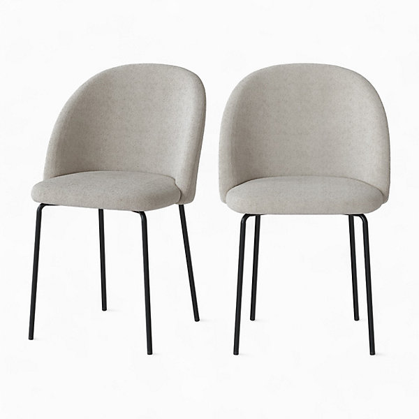Lot de 2 chaises en tissu bouclette beige - Karl