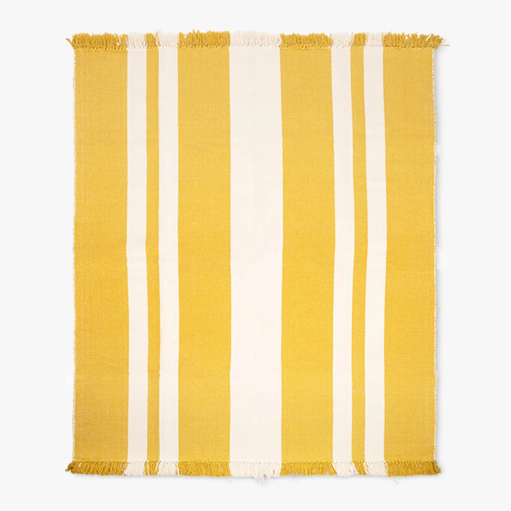 Tapete algodão riscas amarelo/bege 140x200cm BALAT