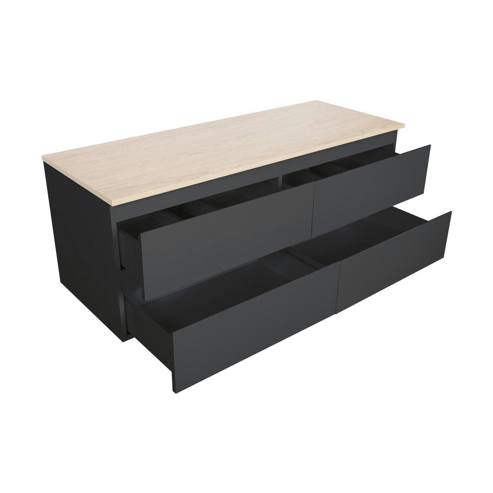SORRENTO - Meuble double vasque 120cm avec plan bois  Noir