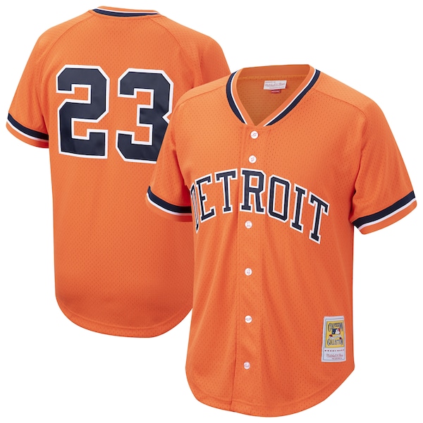 Kirk Gibson Detroit Tigers  Cooperstown Collection Mesh Batting Practice Button-Up Jersey  - Orange