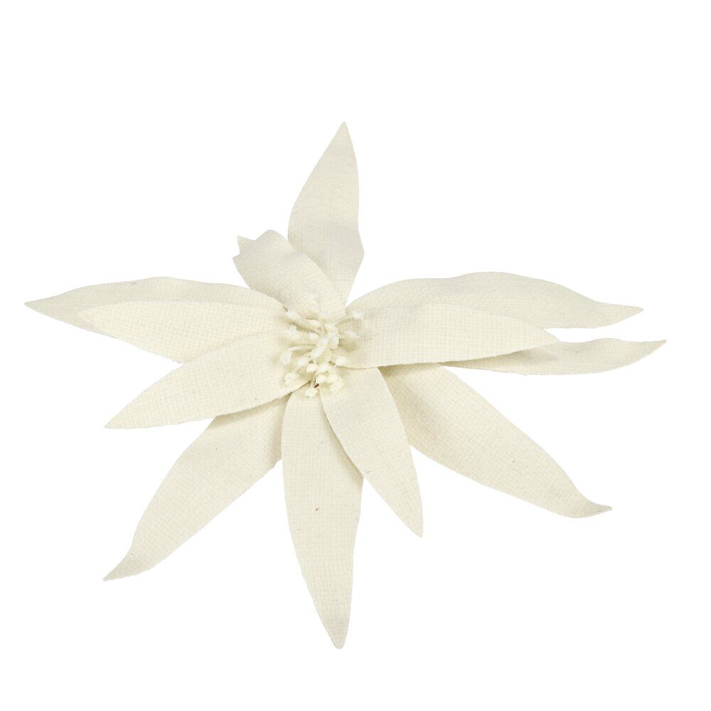 Fleur de No&euml;l velours blanche à clipser L25cm