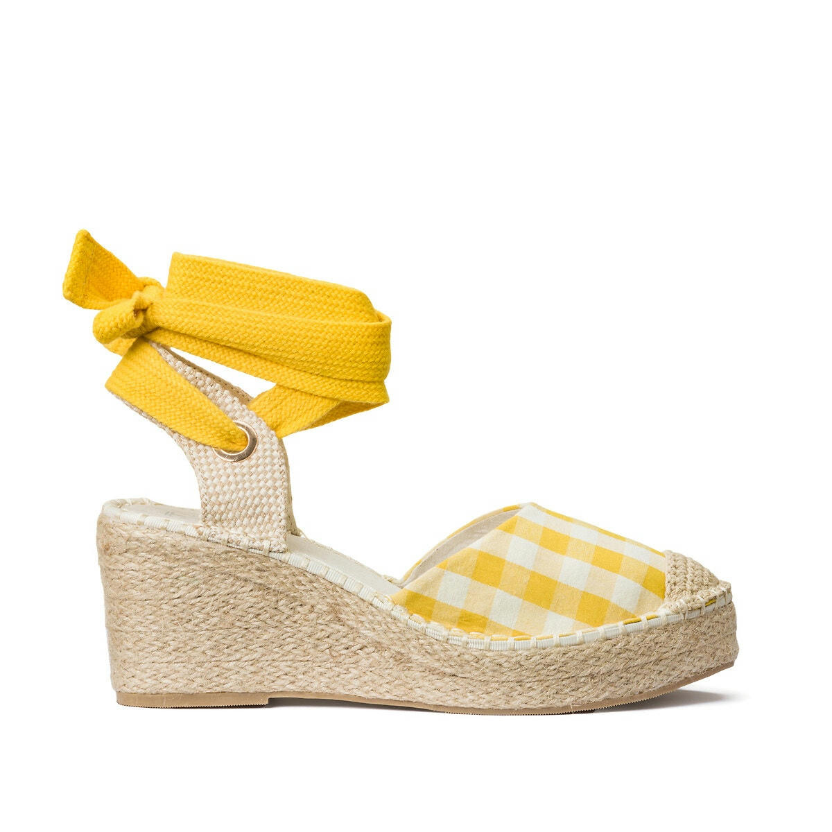 Espadrilles imprimées vichy, pied large 38-45