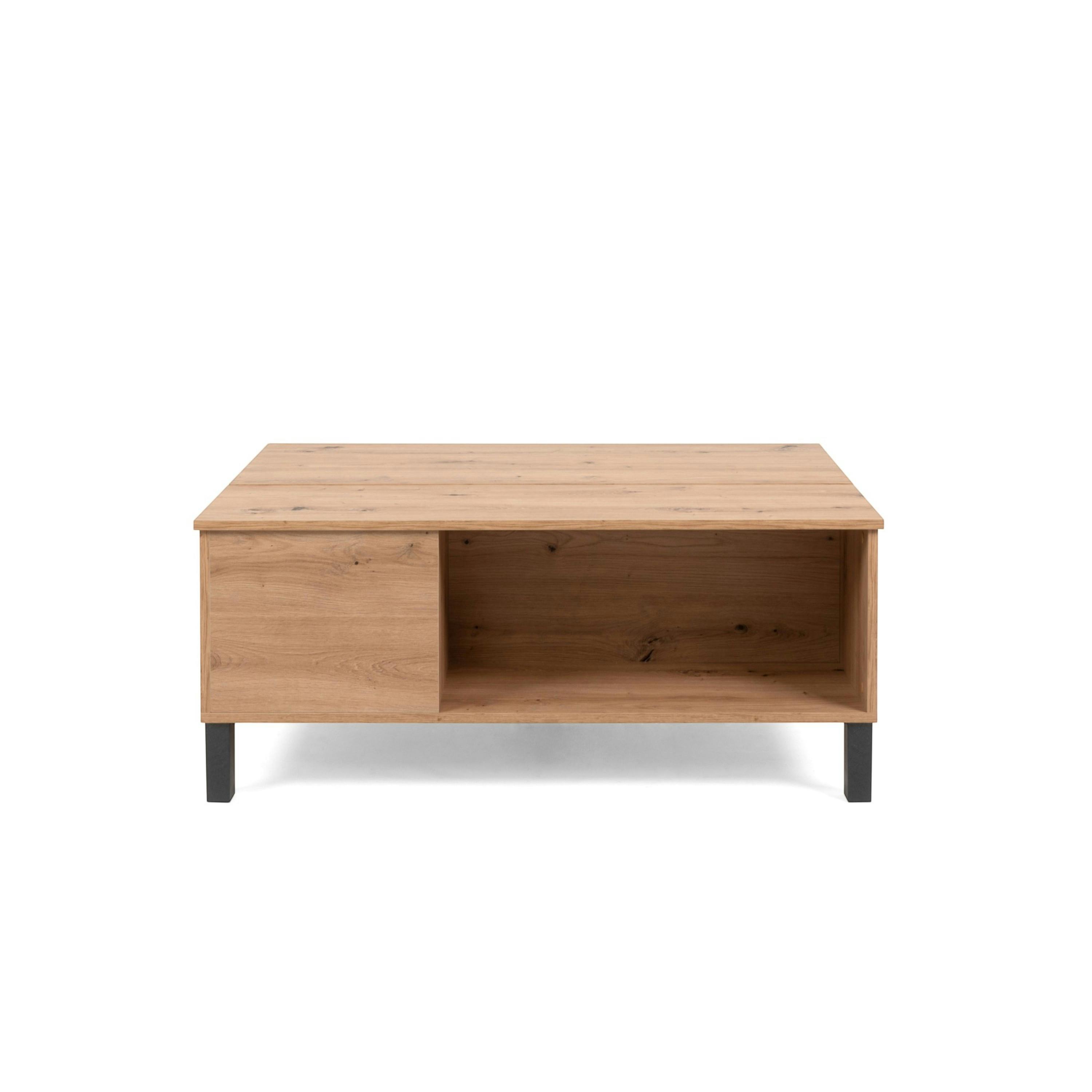 Table basse relevable effet bois avec rangement ALVA