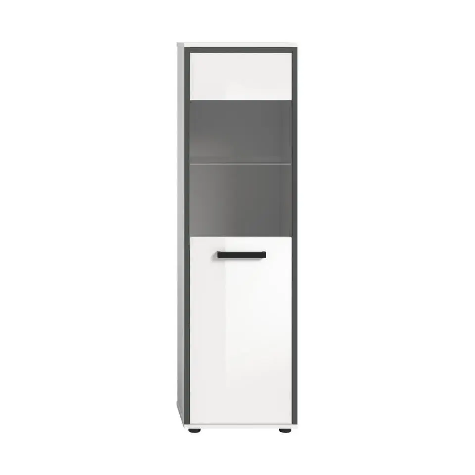 Hioshop Kojak badkamerkast 1 glazen deur wit- hoogglans wit