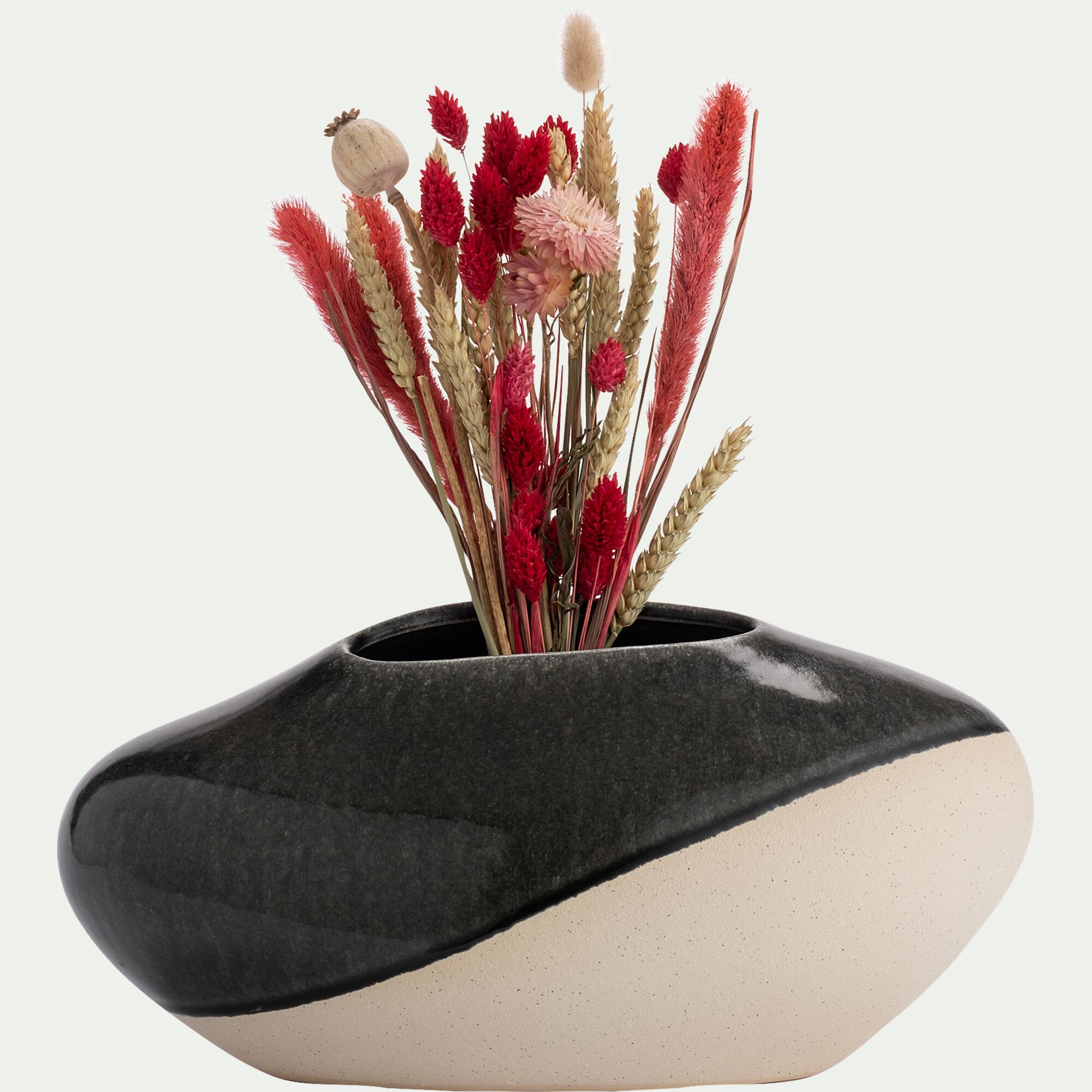 DINAN - Vase asymétrique en grès - gris H16,5cm