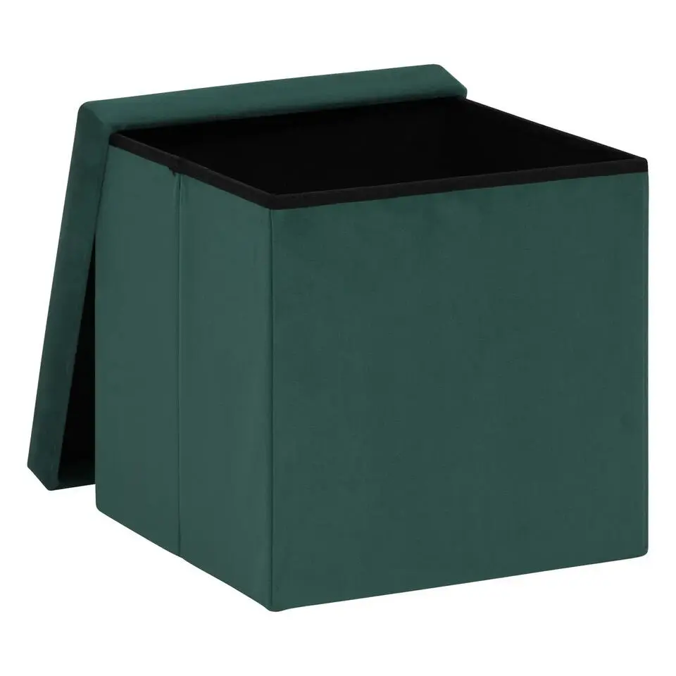 Atmosphera Storage Poef/Hocker - Opvouwbaar - smaragd groen - 38x38 cm