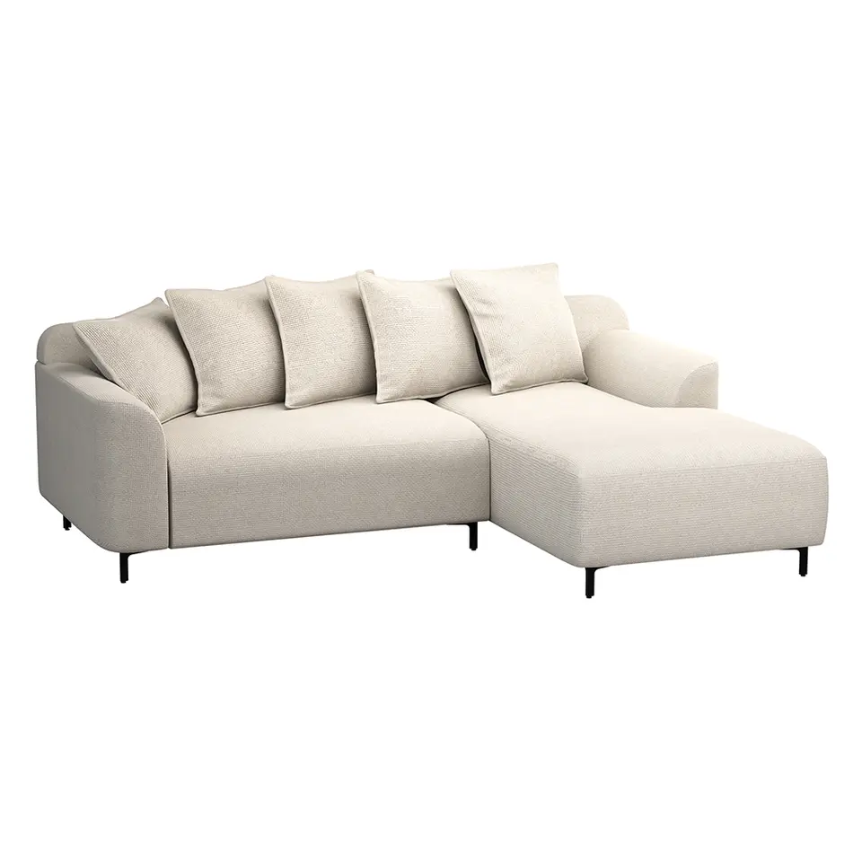 Bank Elsa met chaise longue rechts - stof Eden - beige
