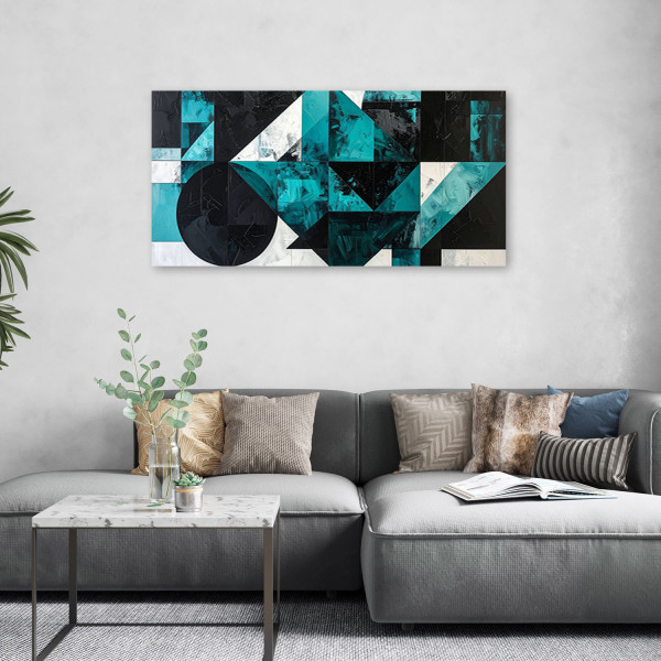 Obraz do salonu biura, Geometryczna abstrakcja turkusowy 80x40