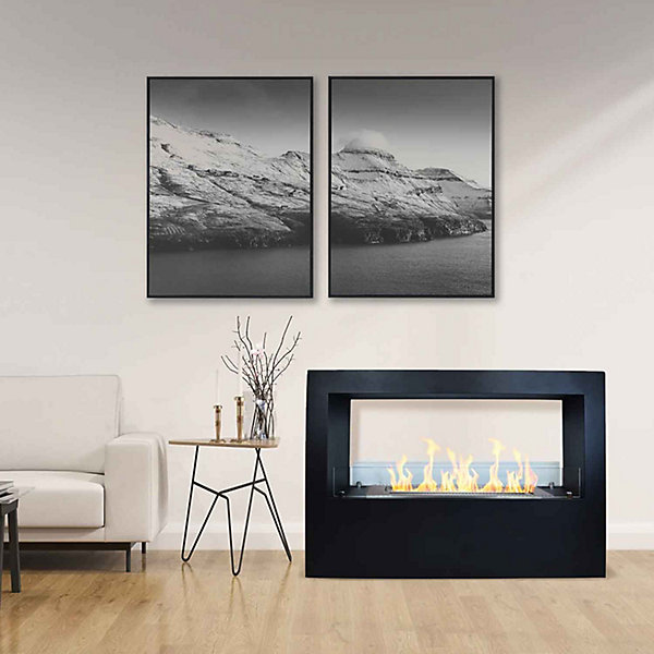Giotto - Cheminée au bioéthanol de sol 100x30xH70 cm, couleur noir
