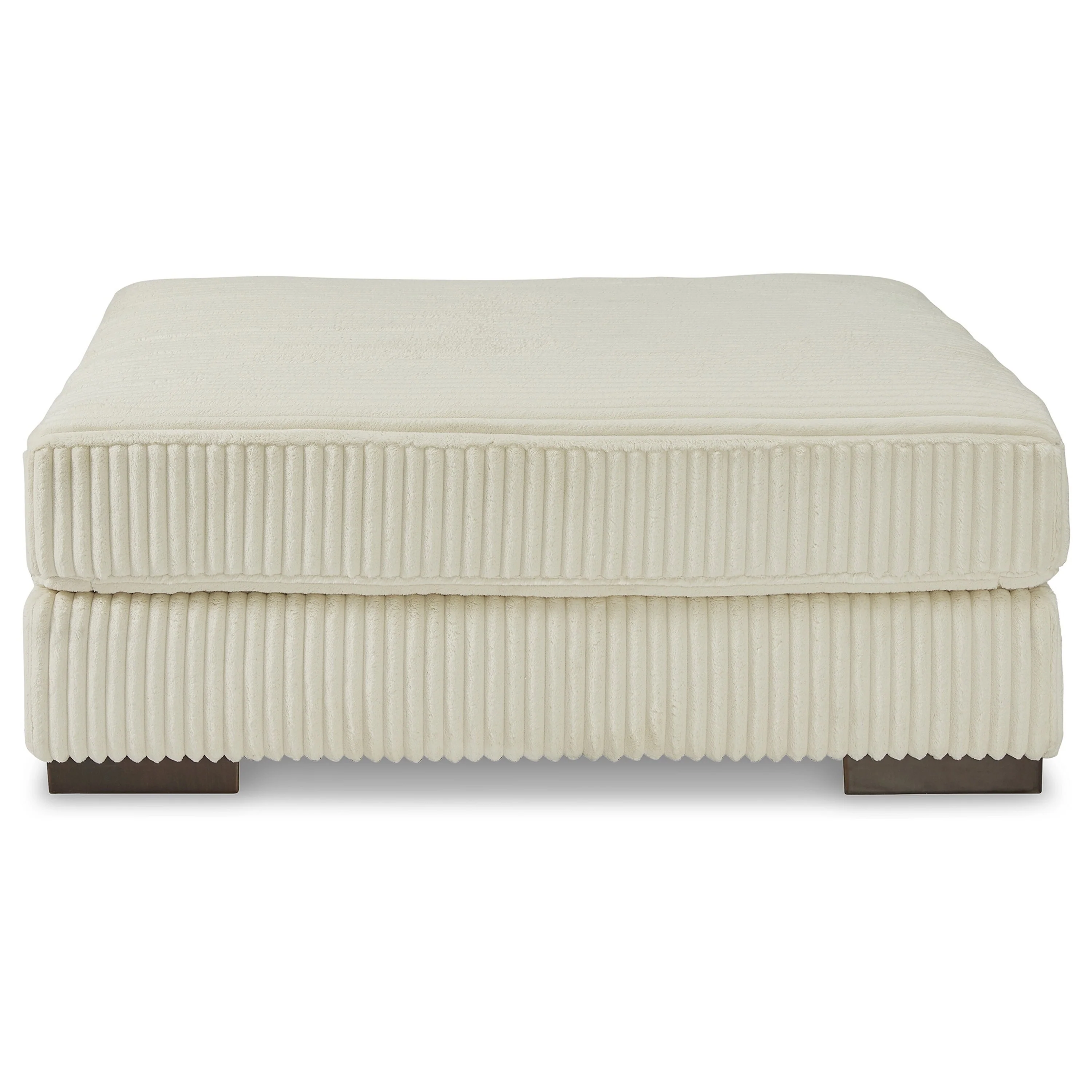 Lindy Accent Ottoman, Square 51 Inch Modern Style, Ivory Polyester
