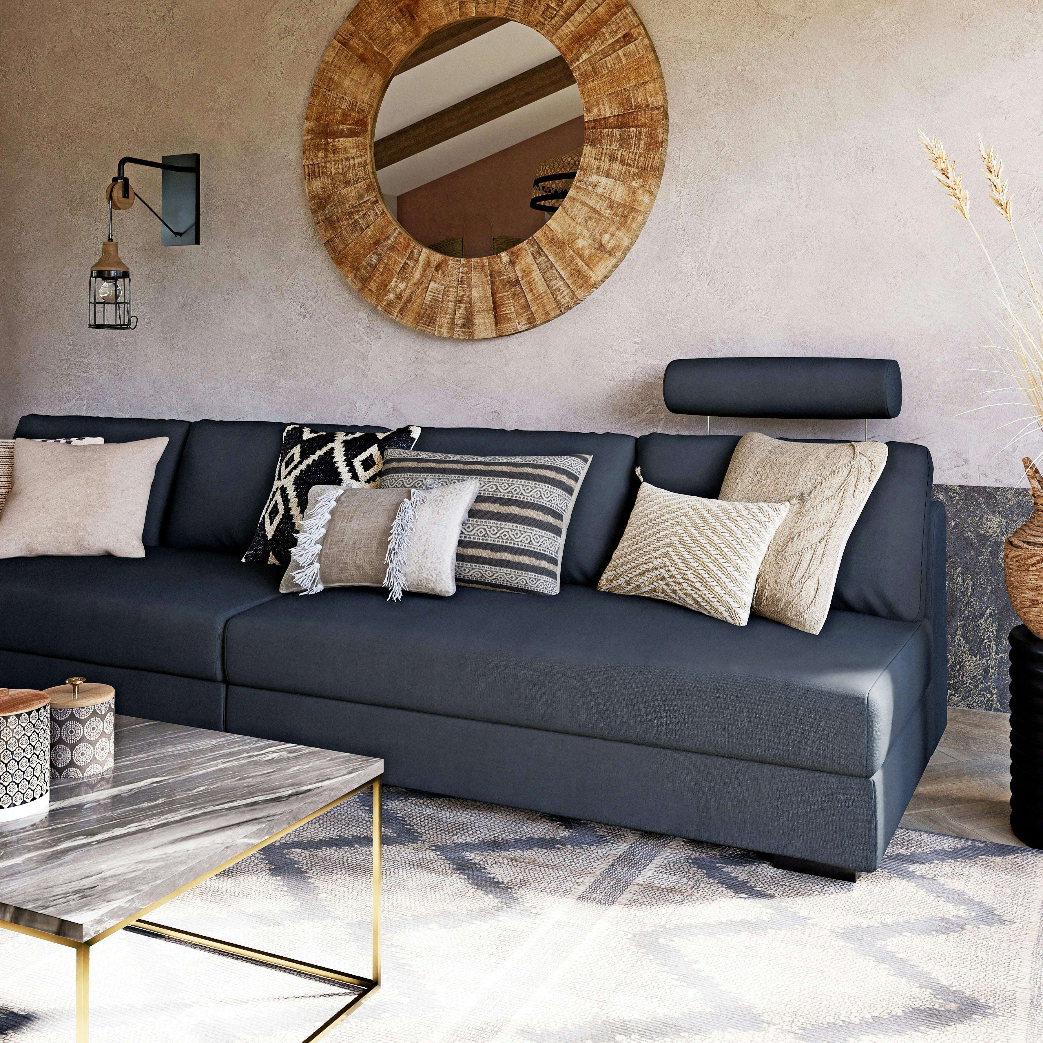 Terence - Chauffeuse pour canapé modulable 2 places gris anthracite