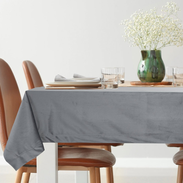 Elegancki Obrus Welwetowy MELINDA 140x180 Stalowy