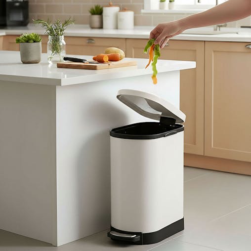 SOGA 4X Stainless Steel Foot Pedal Bin U Shape White 10L
