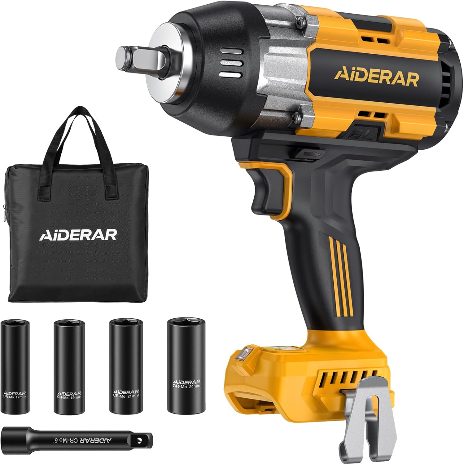 Impact Wrench for DeWalt Battery, 1697Ft-Lbs (2300N.m) Impact Driver, 1/2 Impact Gun 5-Speed High Torque Power Tool for Tire Removal, Rusted Bolts, Heavy Equipment(No Battery)