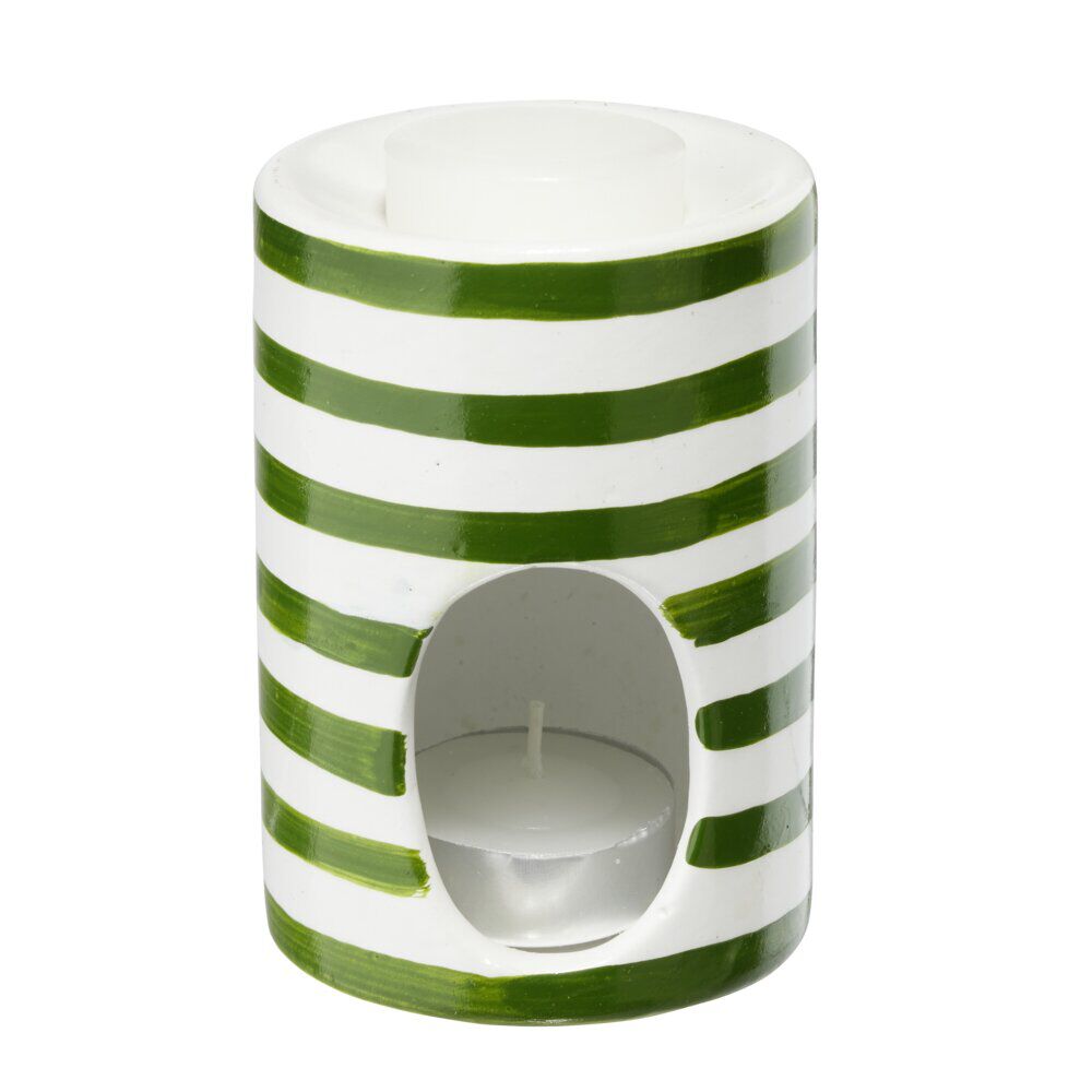 Br&ucirc;le parfum terre cuite avec 1 galet de cire et 1 bougie Ø7xH10cm (3 modèles)