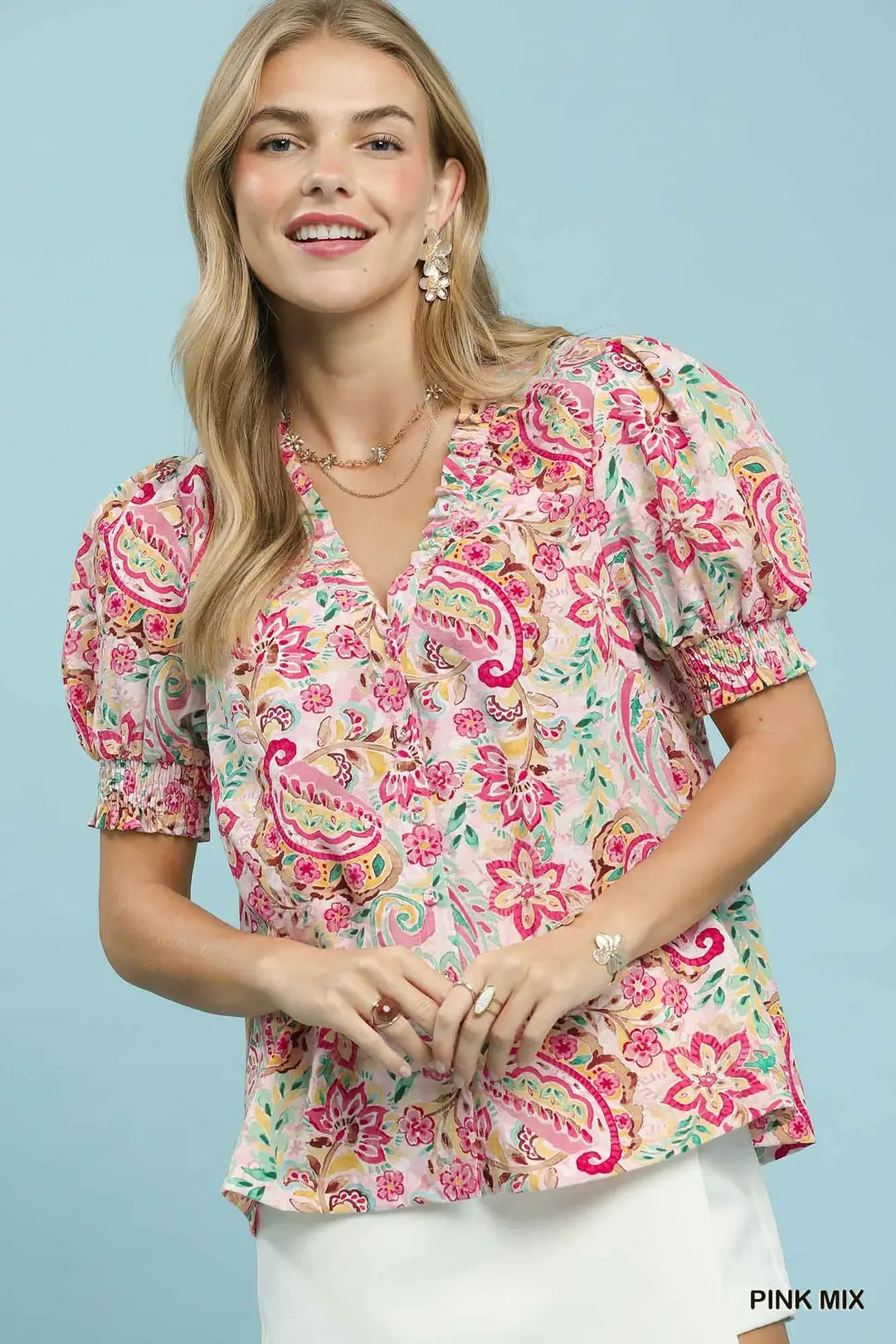 Mix Paisley Floral Button Down Shirt
