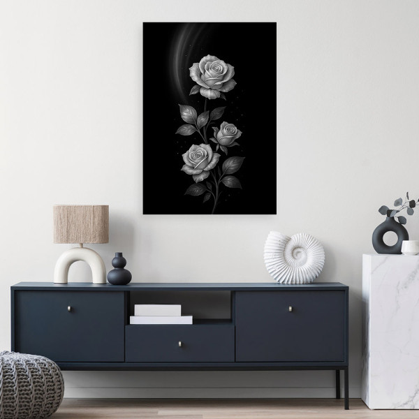 Obraz canvas do salonu sypialni, Kwiaty Srebrne róże 20x30