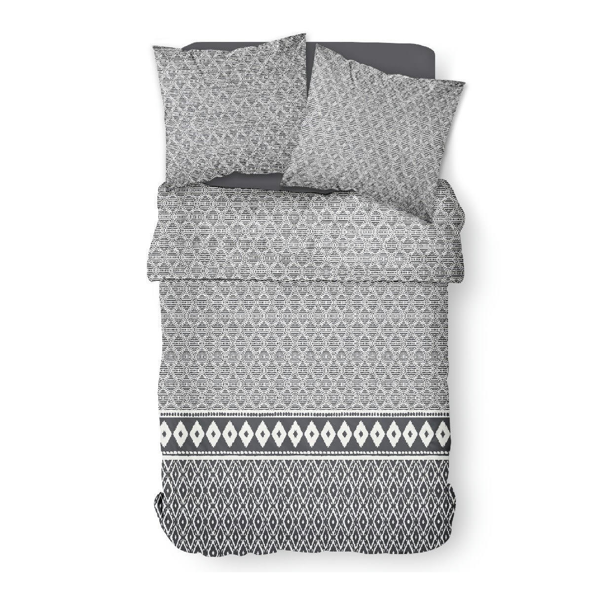 SUNSHINE - Parure de lit 2 personnes imprimé en Coton Blanc 240x260 cm