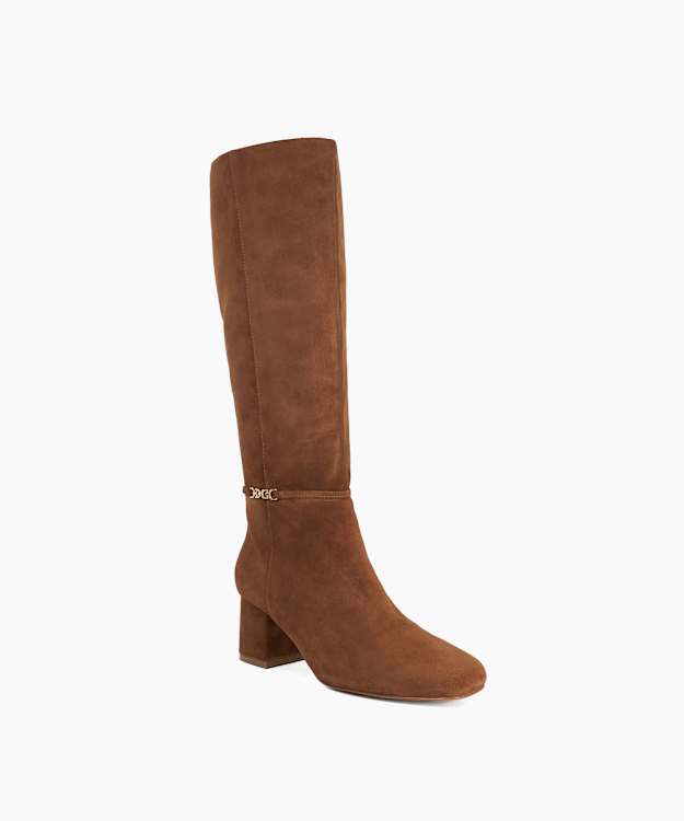 Sanna Tan - Snaffle Trim Knee High Block Heeled Boots