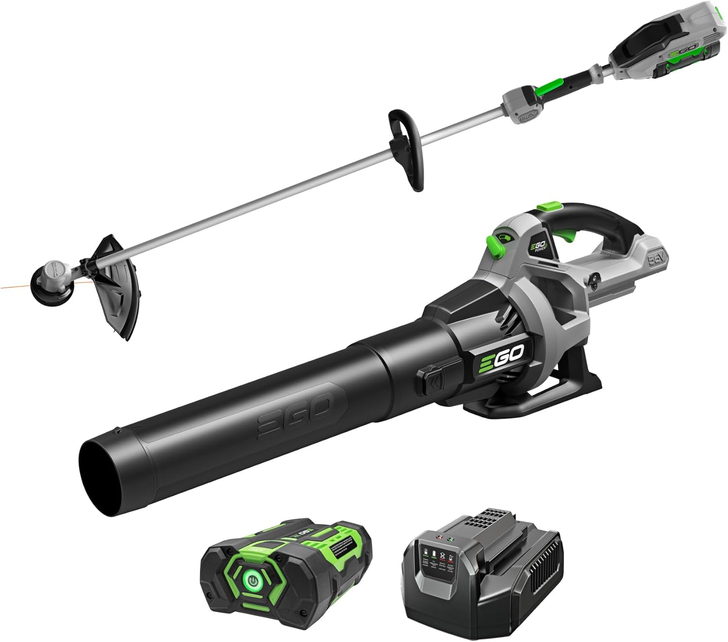 EGO POWER+ Combo  Cordless Trimmer and Blower  15 Trimmer for Weeds and Grass with Rapid Reload and Cordless Electric 530 CFM Blower  Includes 56V 2.5Ah Battery and Charger - ST1502LB