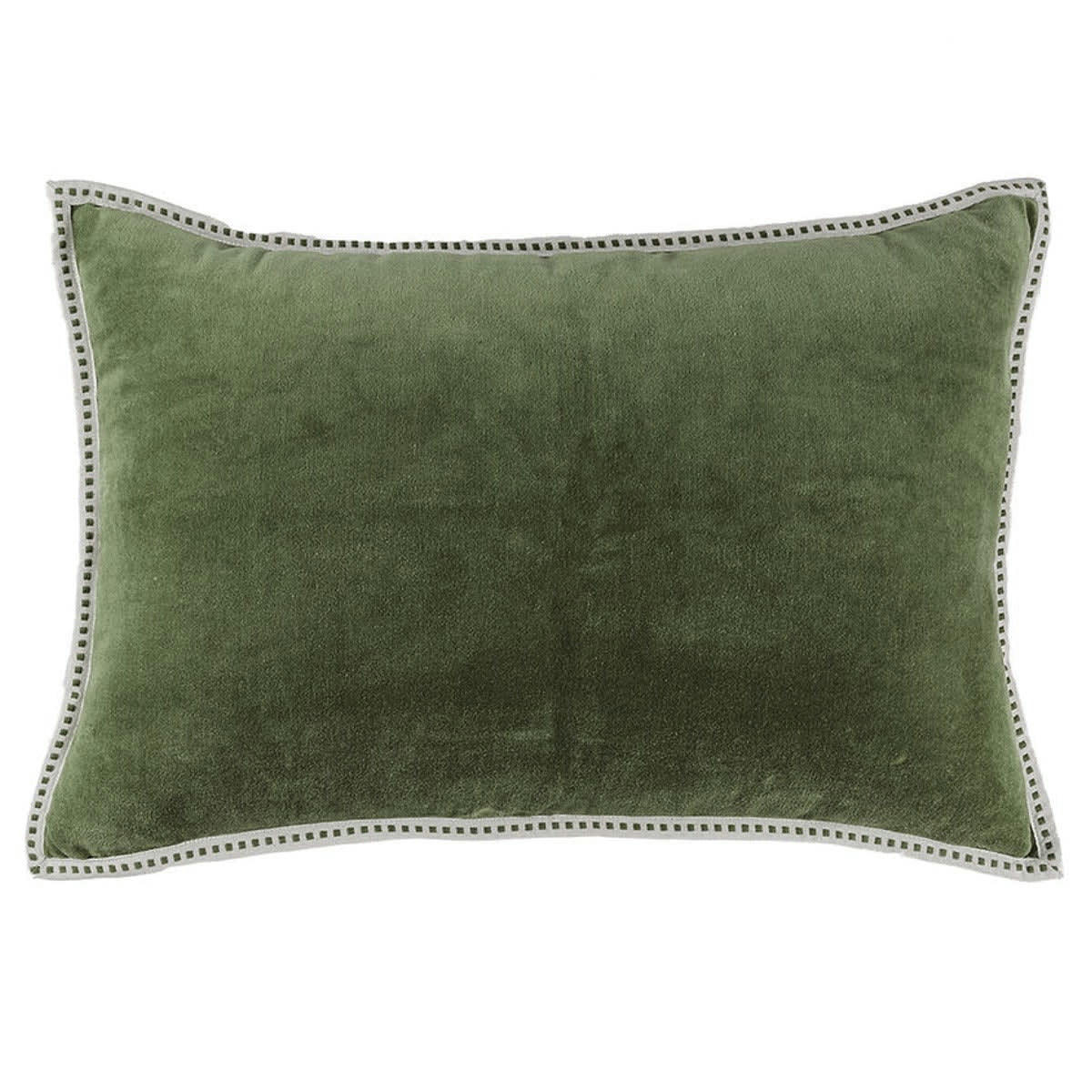 ERIN - Housse de coussin velours de coton  60x40 vert kaki