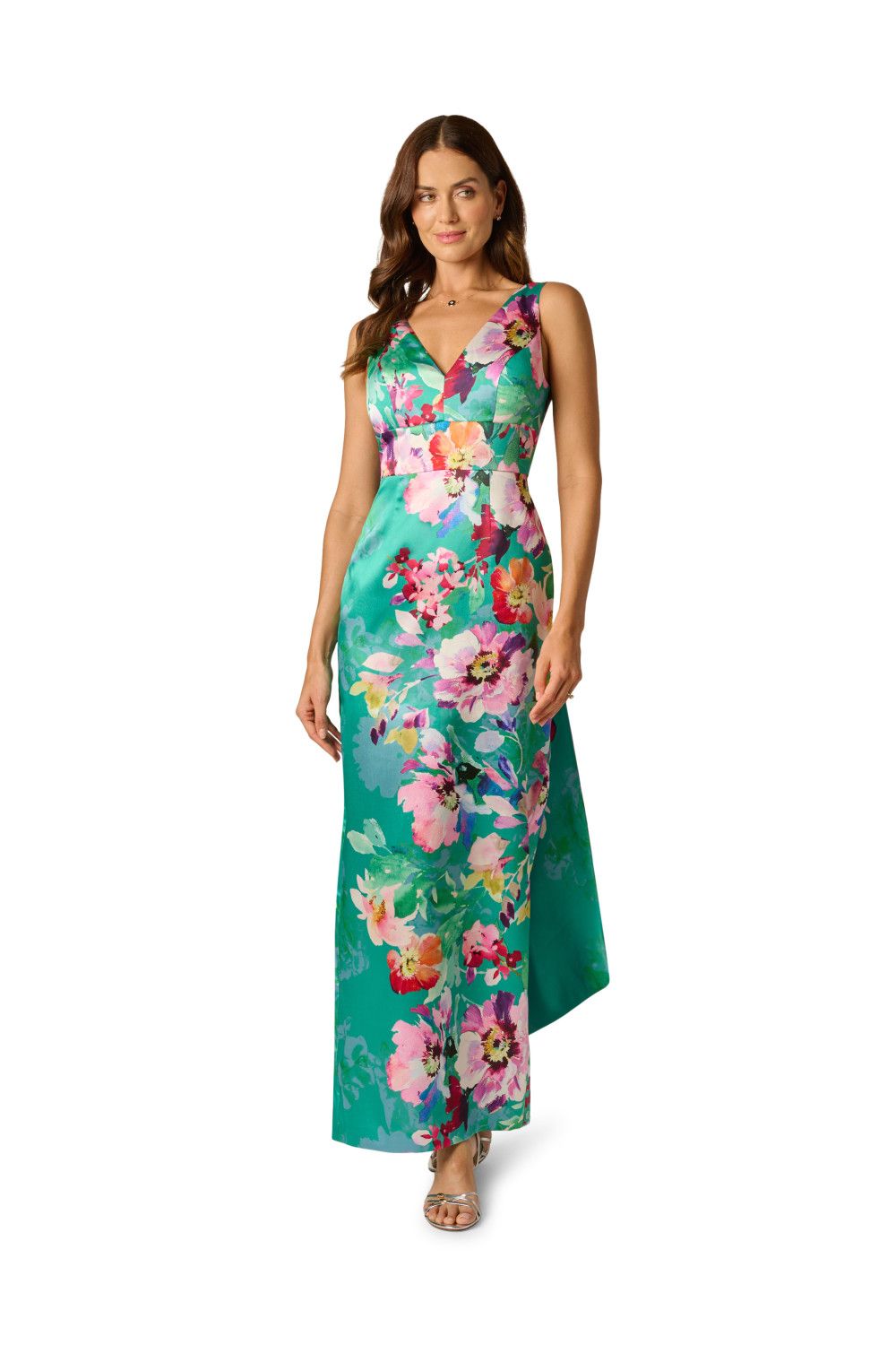 Adrianna Papell Printed Mikado Bow Back Gown