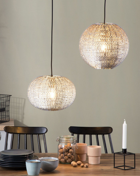 Lampa wisząca cekiny metalowa srebrna